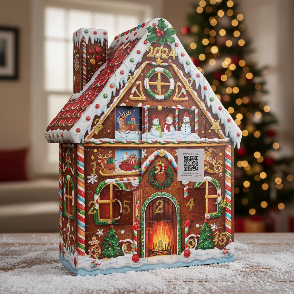 매일 작은 깜짝 선물이 있는 상호작용적인 2024년 어드벤트 달력.