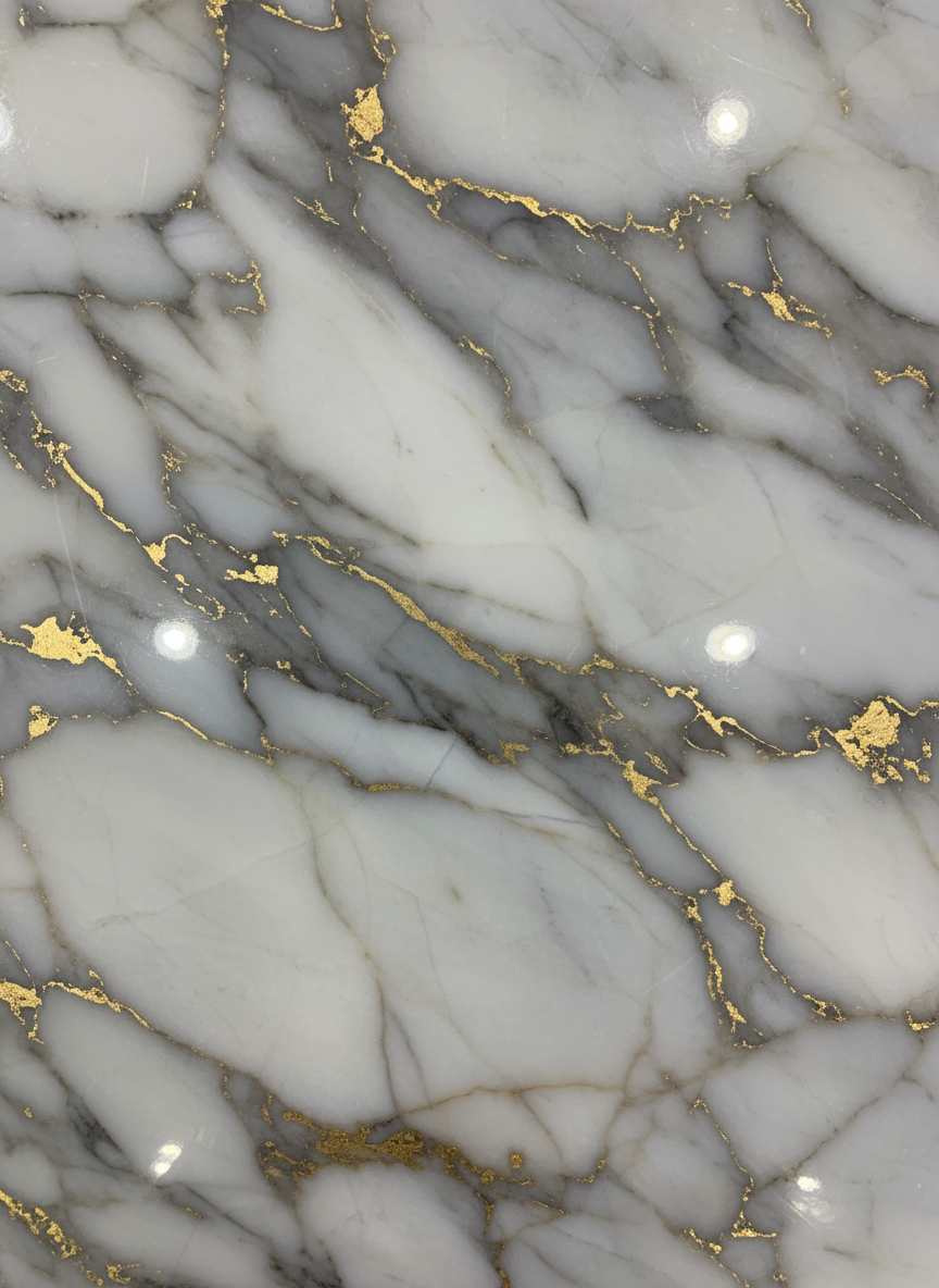 화이트, 그레이, 골드 패턴이 섞인 고급스러운 대리석 소용돌이 4K 배경화면.