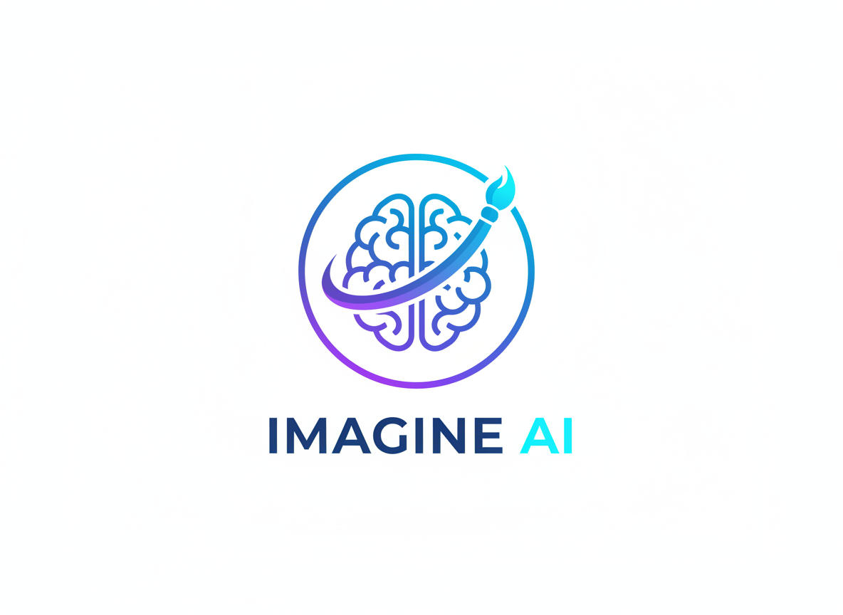 두뇌 아이콘과 붓놀림이 어우러진 AI 이미지 생성 사이트의 미니멀한 로고.