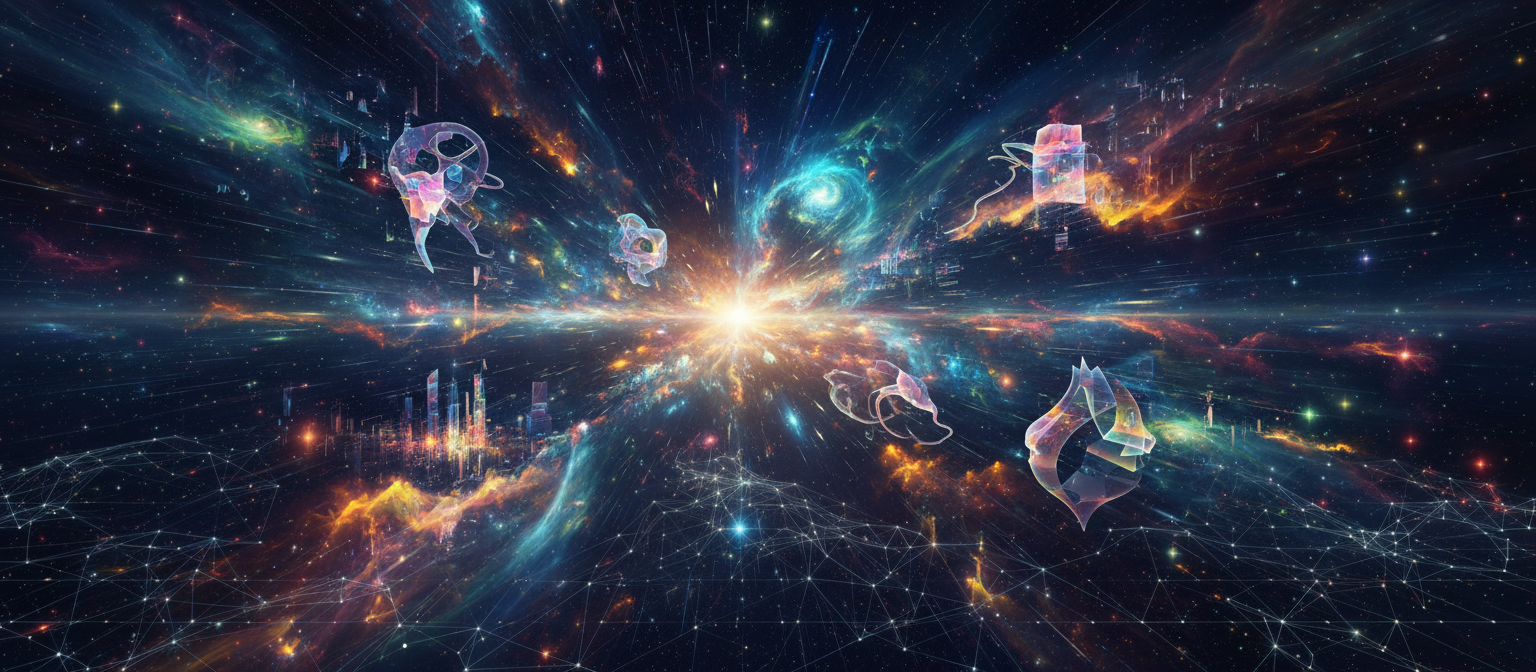 AI 이미지 생성 사이트의 무한한 창의적 잠재력을 상징하는 우주 풍경.