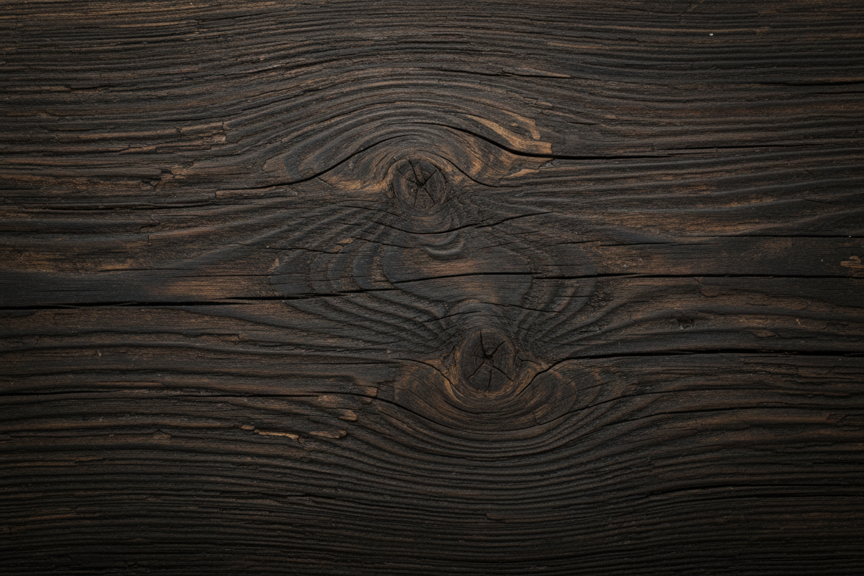 복잡한 나뭇결 패턴이 있는 소박한 어두운 나무 질감 배경, 낡고 오래됨.
