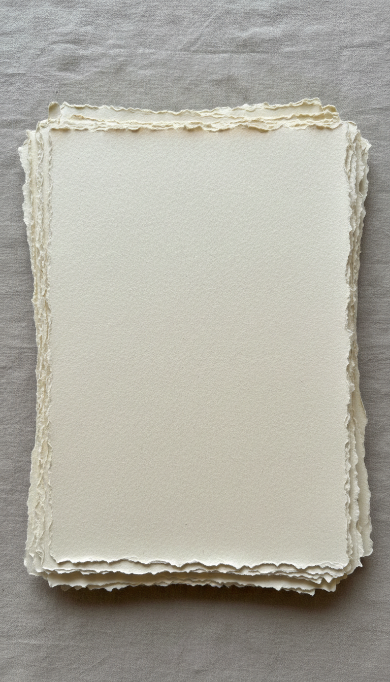 부드러운 면 질감의 자연스러운 테두리 종이 더미.