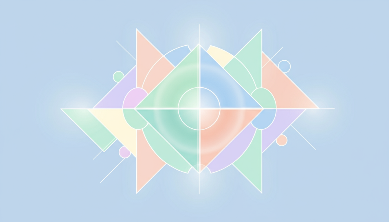 파스텔 색상의 현대적인 추상 기하학적 패턴, 깔끔한 PPT 배경.