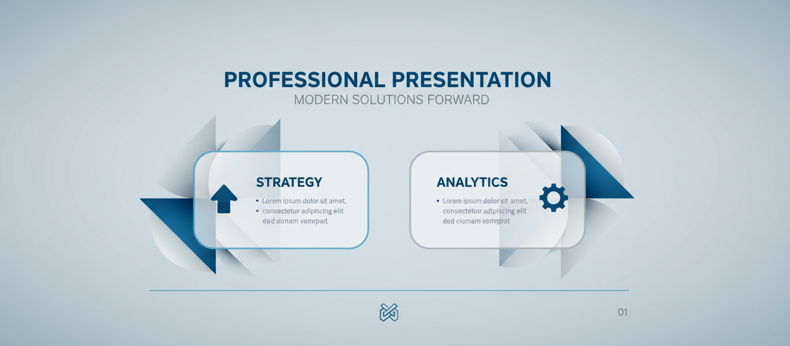 기하학적 도형과 부드러운 파랑-회색을 사용한 미니멀리스트 PPT 템플릿