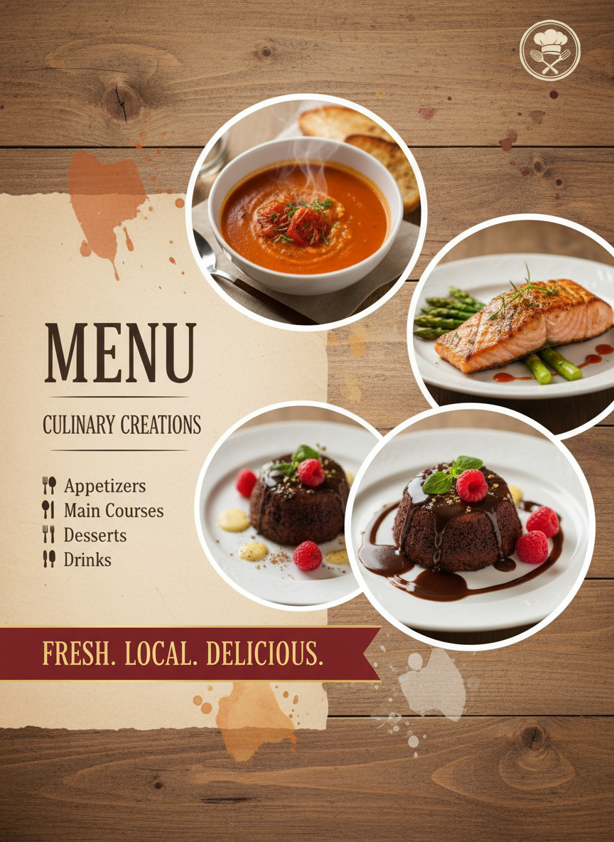 군침 도는 음식 사진, 소박한 질감, 따뜻한 색상이 있는 음식 테마 PPT 템플릿