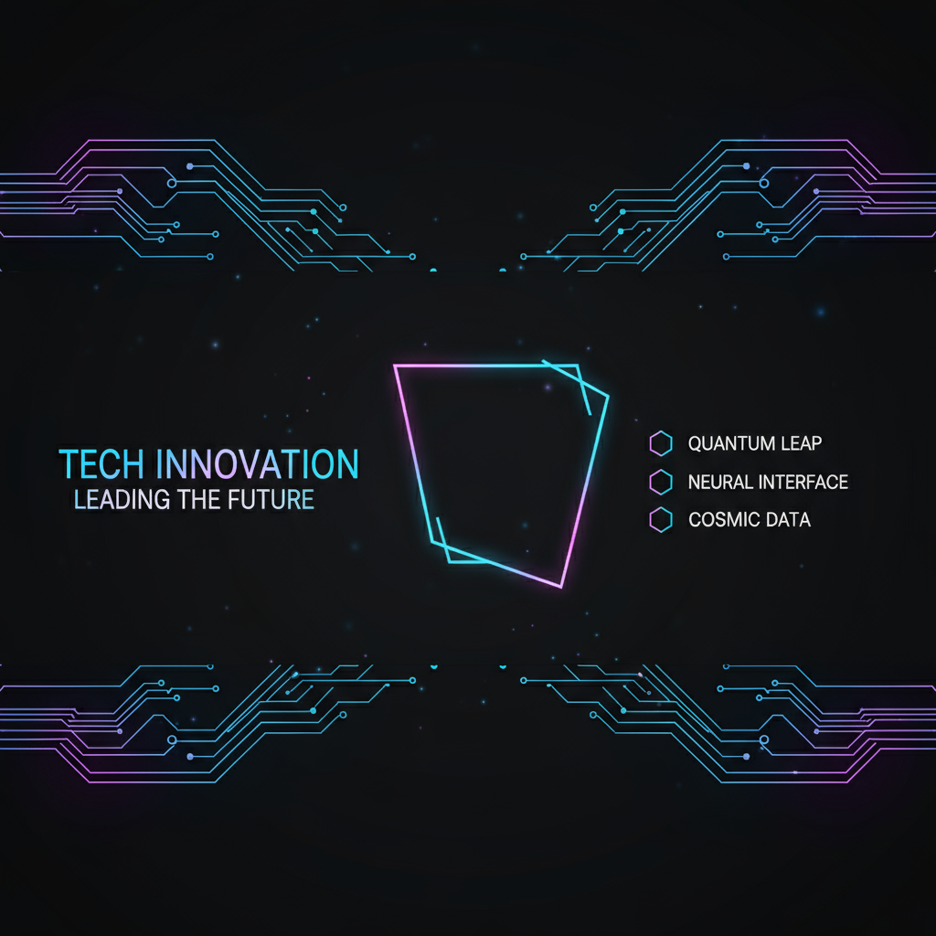 어두운 배경과 빛나는 파랑-보라색 악센트가 있는 미래 지향적인 기술 PPT 템플릿