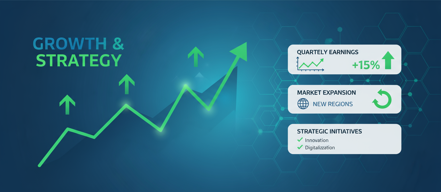 그래프, 화살표 및 네트워크 요소를 포함한 비즈니스 성장 PPT 템플릿 (녹색 및 진한 파랑)