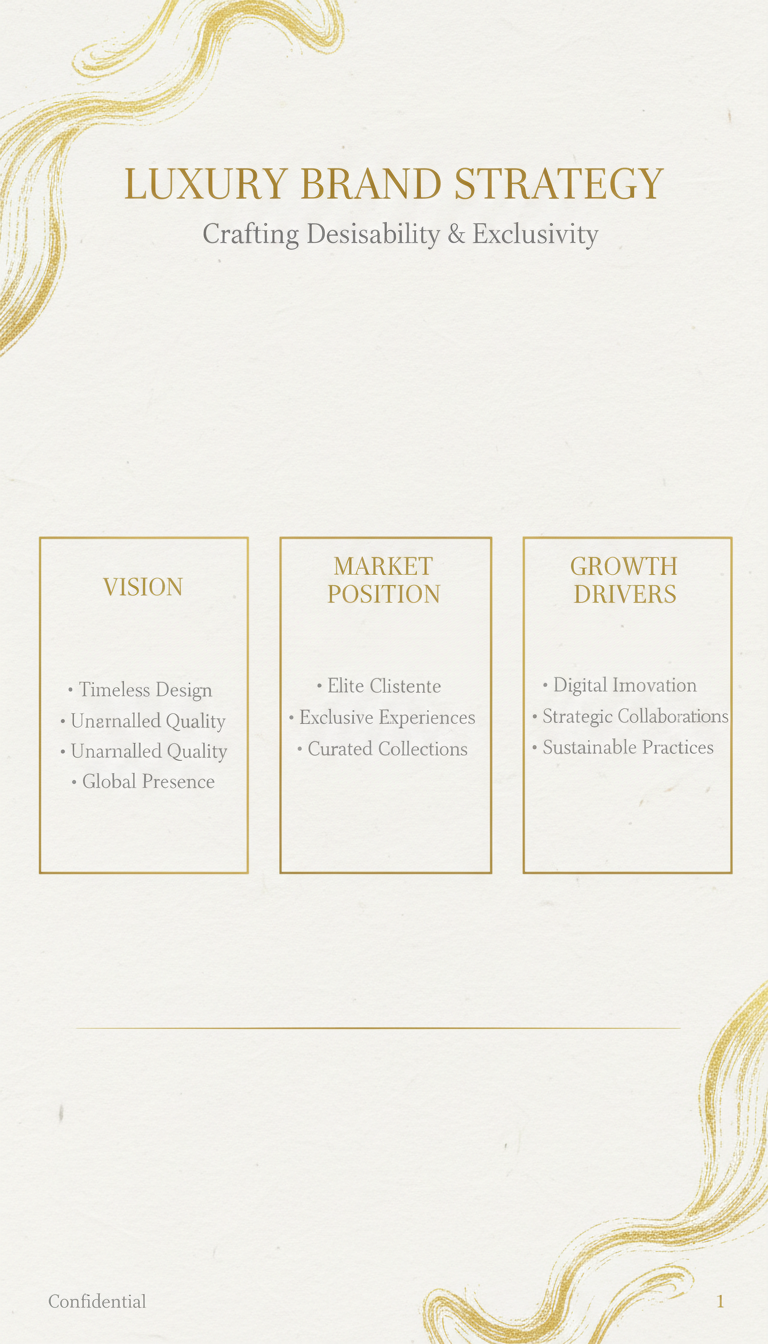 미색 배경에 골드 포일 악센트와 세련된 서체로 된 우아한 미니멀리스트 PPT 템플릿.