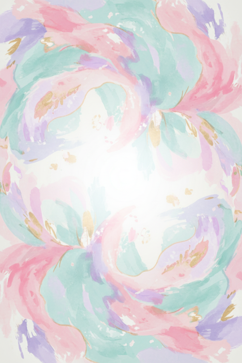 파스텔 수채화 붓 터치와 유기적인 모양이 특징인 추상적인 PPT 템플릿.