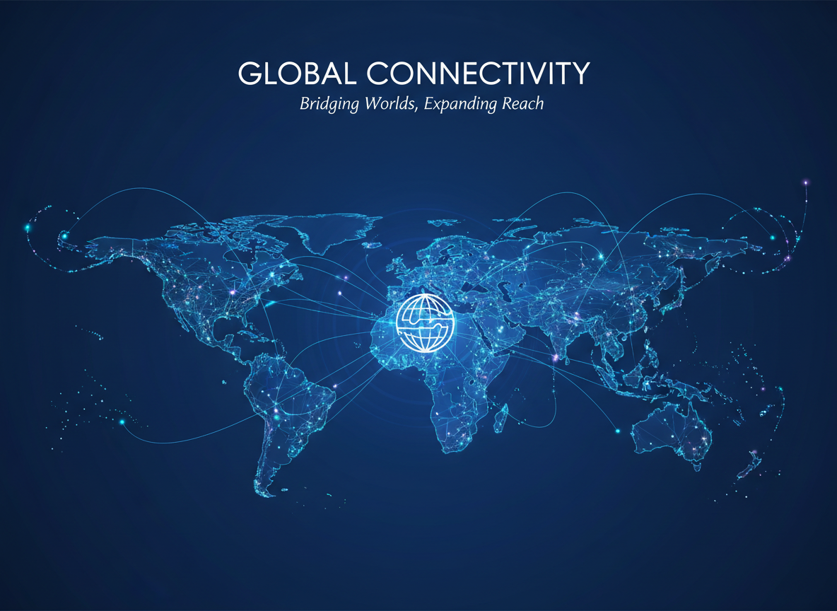 추상적인 선과 점 네트워크가 있는 글로벌 연결성 PPT 표지.