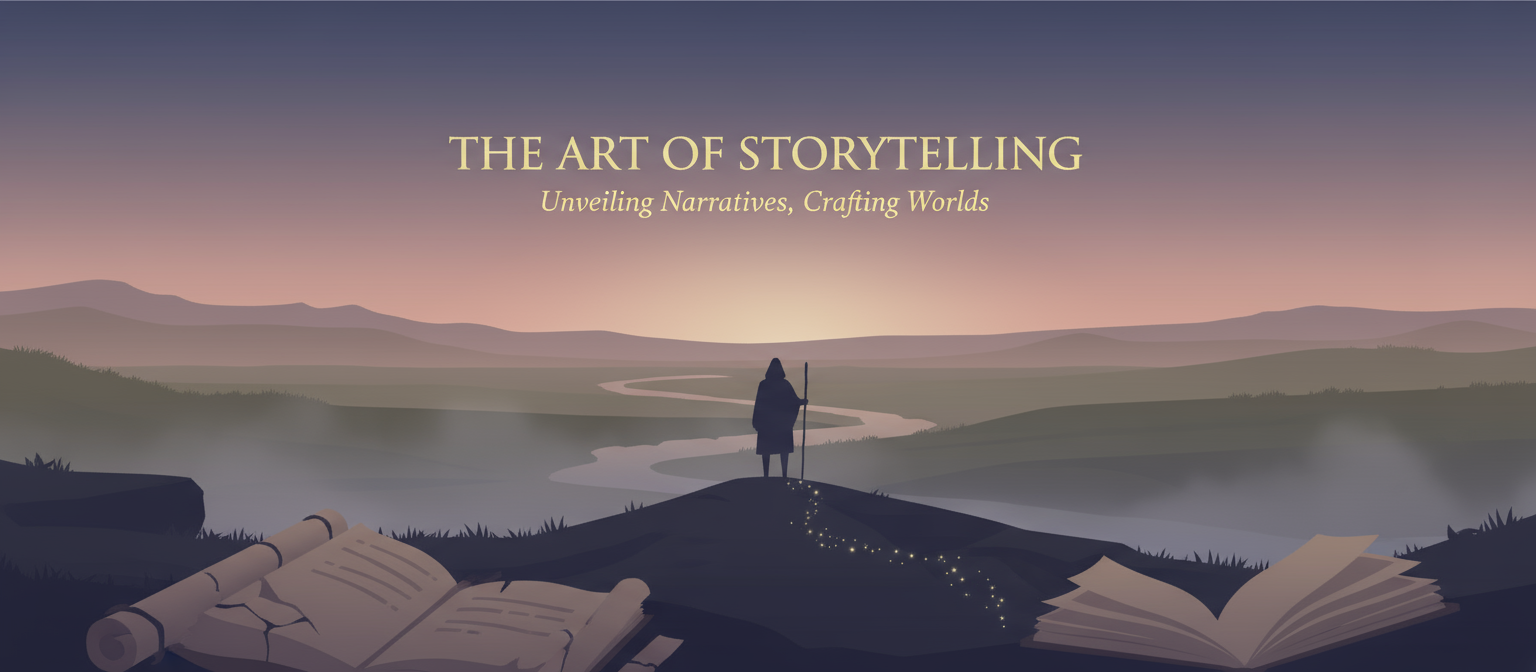 은은한 분위기의 풍경과 실루엣이 있는 스토리텔링 PPT 표지.