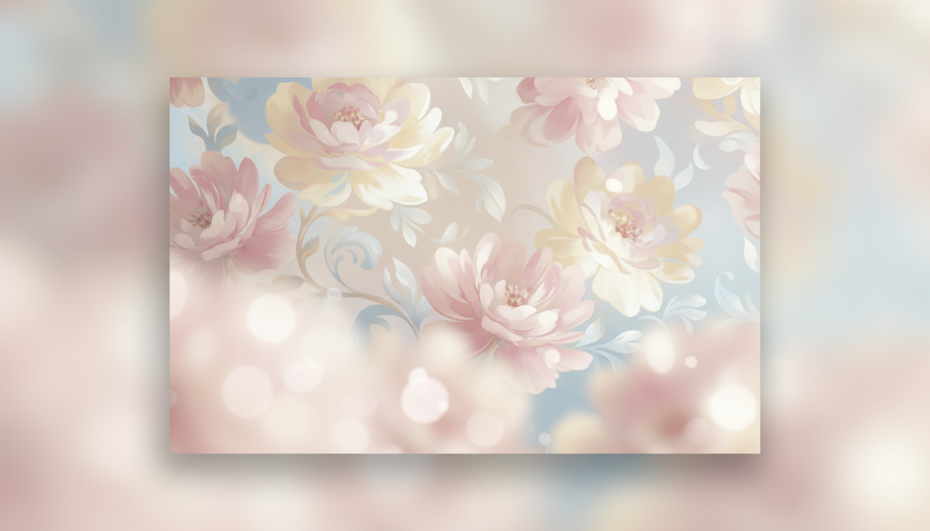부드러운 파스텔 톤의 추상적인 꽃무늬 PPT 표지 디자인, 소프트 포커스 효과.