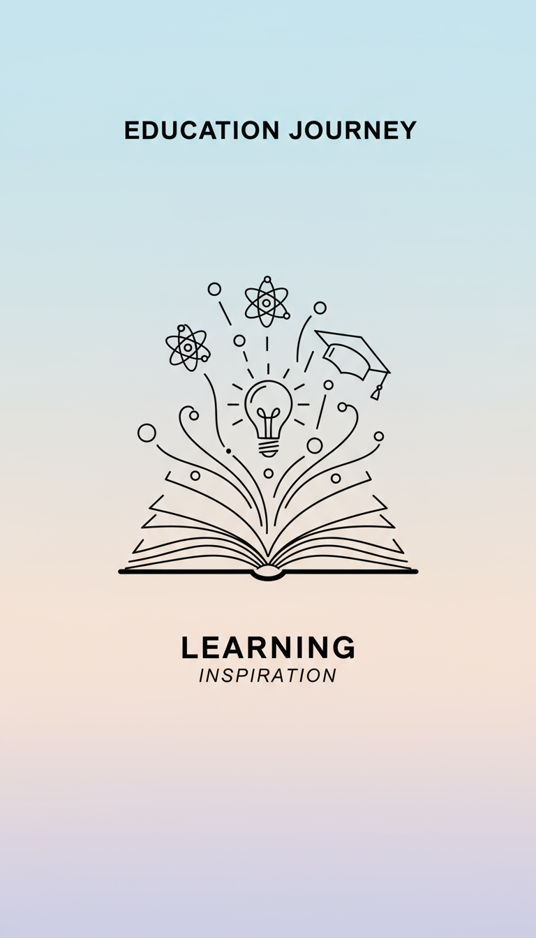 열린 책 실루엣과 지식 상징이 있는 교육 테마의 PPT 표지.