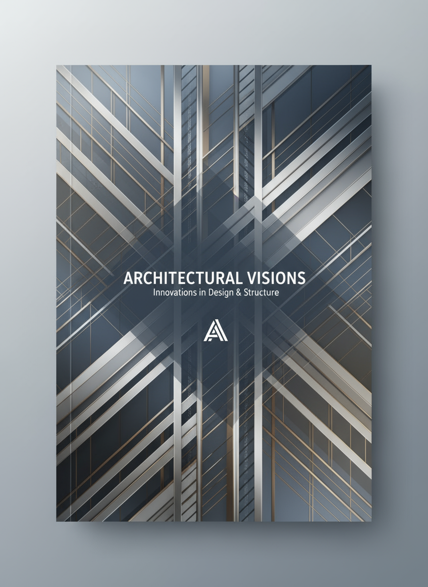 추상적인 건축 선형 패턴이 있는 세련된 PPT 표지.