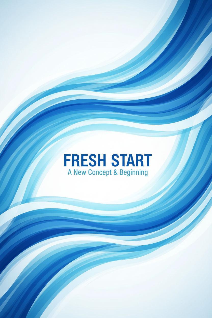 역동적인 파란색과 흰색 물결 패턴이 있는 유동적이고 상쾌한 PPT 표지.