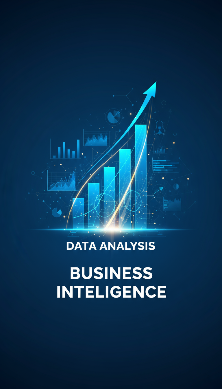 파란색 배경에 상승하는 막대 차트와 통계 그래프를 추상적으로 표현한 PPT 표지.