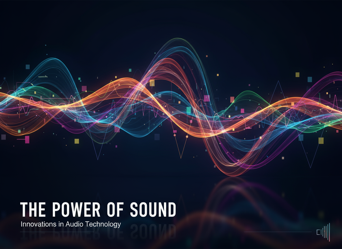 어두운 배경 위로 추상적인 다채로운 음파가 퍼져나가는 PPT 표지.