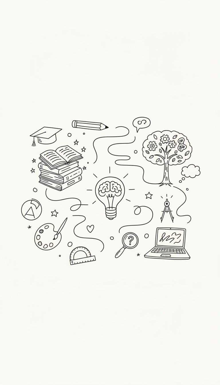 깔끔한 미색 배경에 미니멀한 손그림 낙서 요소가 있는 PPT 표지.