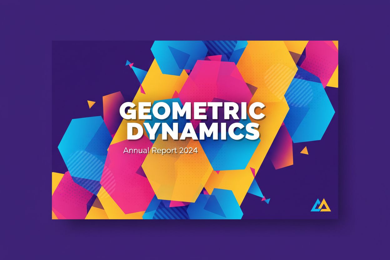 겹쳐진 다채로운 기하학적 다각형이 특징인 생동감 넘치는 PPT 표지.