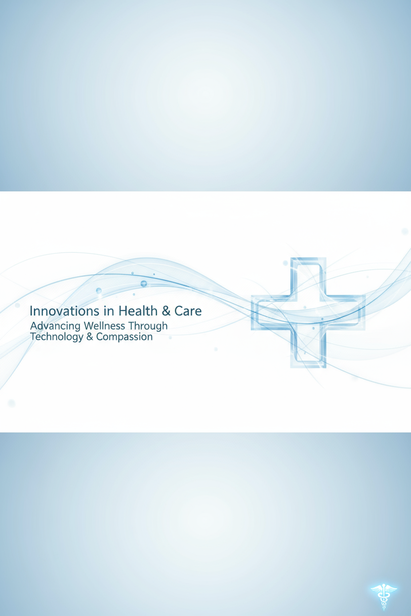 미묘한 추상적인 의료 십자가 디자인이 있는 헬스케어 테마 PPT 표지.