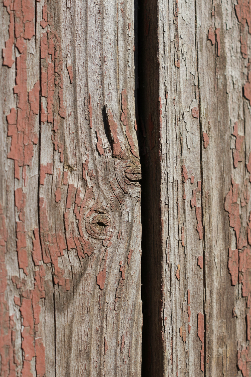 깊은 홈이 파인, 낡고 바랜 오래된 헛간 나무 질감.
