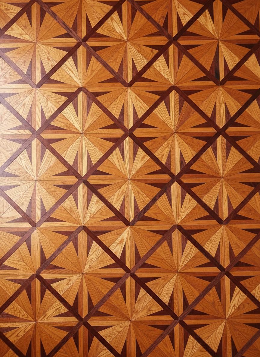 기하학적 패턴의 양식화된 모자이크 나무 질감.