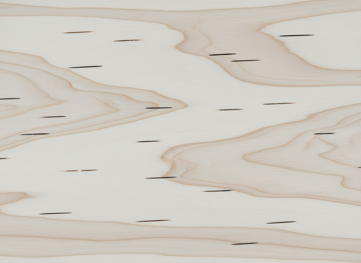 흰색과 연한 갈색 톤이 특징인 자작나무 껍질의 부드럽고 미니멀한 질감으로, 추상적인 자연 예술과 같다.