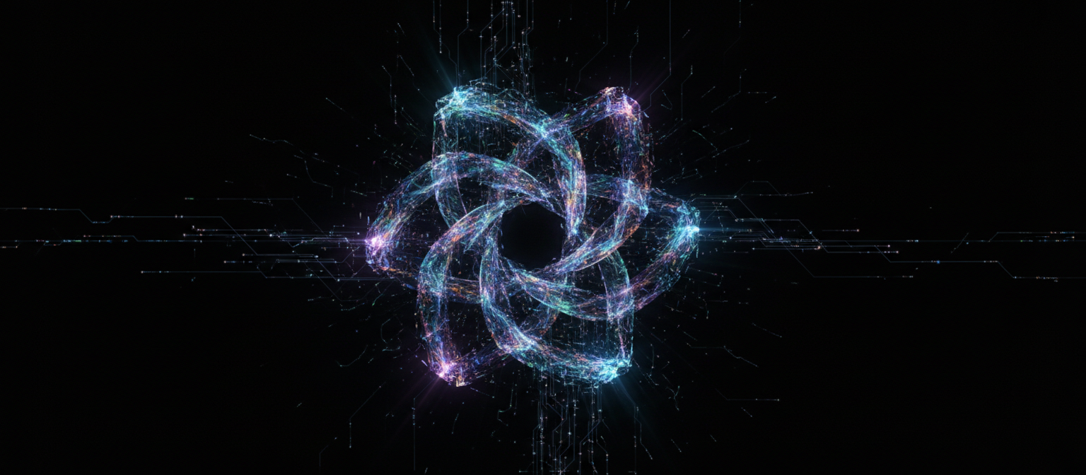 깊은 어두운 배경에서 추상적인 형태로 수렴하는 빛나는 입자 흔적의 역동적인 4K 디지털 아트 배경화면, 정교한 빛 패턴.