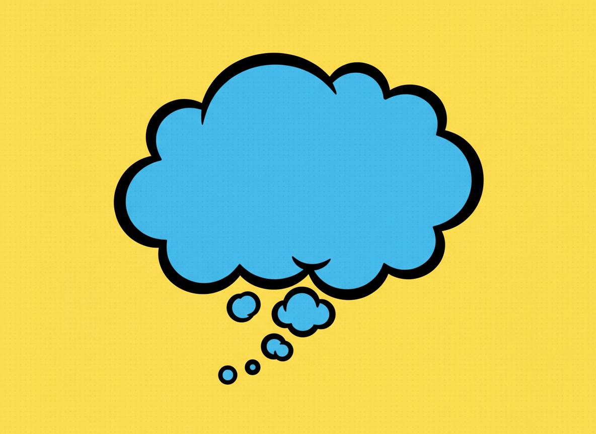 굵은 윤곽선과 단색으로 이루어진 만화책 스타일의 구름 일러스트 (말풍선으로 사용).