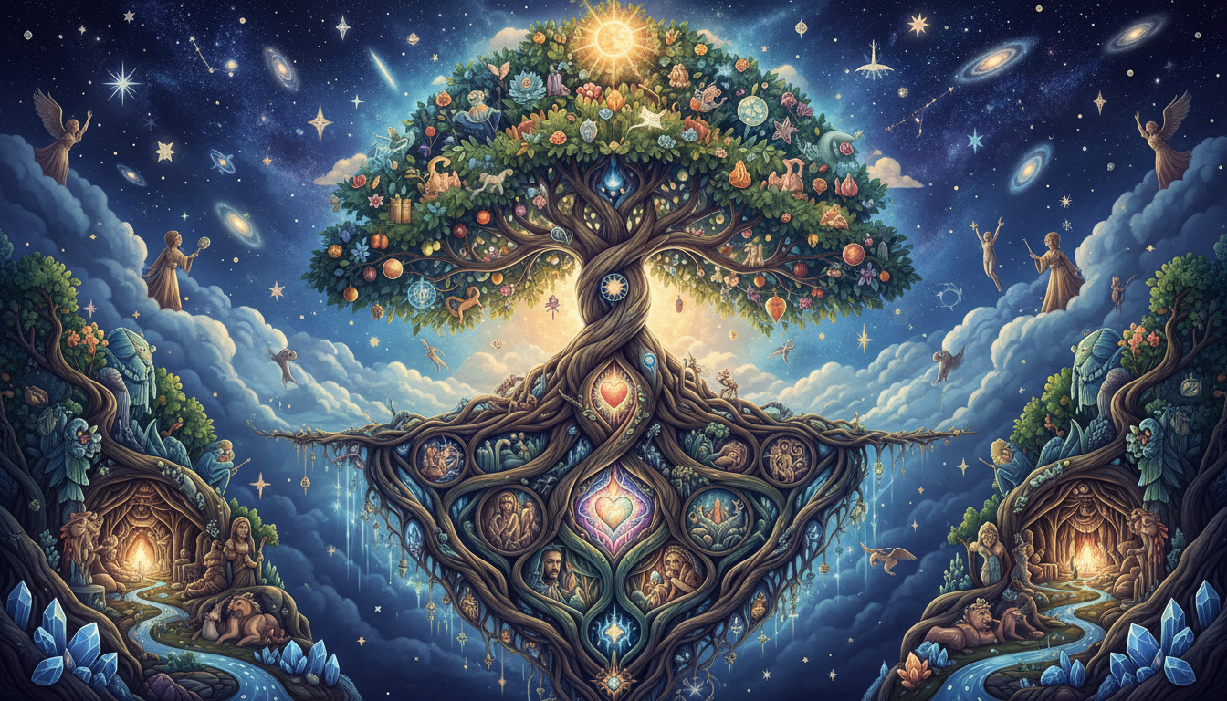 생명의 나무를 정교하게 묘사한 일러스트.