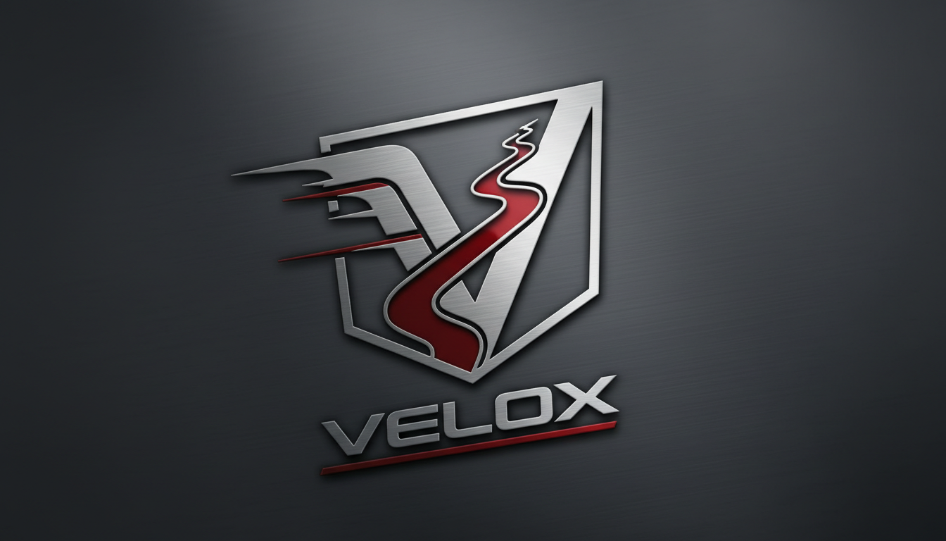 레이싱 트랙을 닮은 스타일리시한 자동차 브랜드 로고.