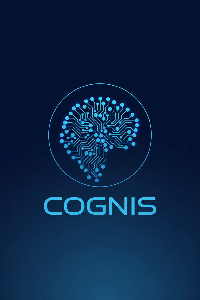 뇌 네트워크를 형상화한 미래 지향적인 AI 스타트업 로고.