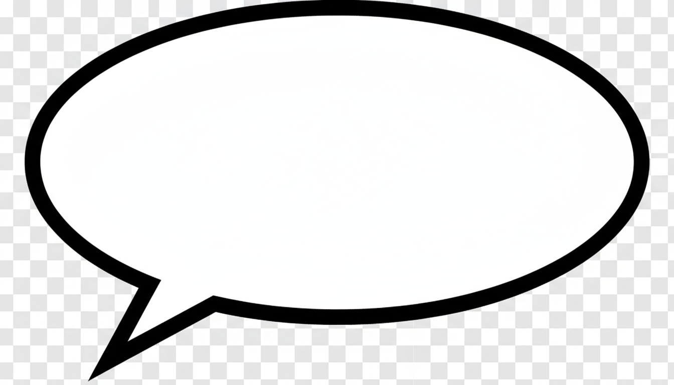 검은 테두리가 있는 고전적인 흰색 타원형 말풍선, 벡터, 투명한 배경.