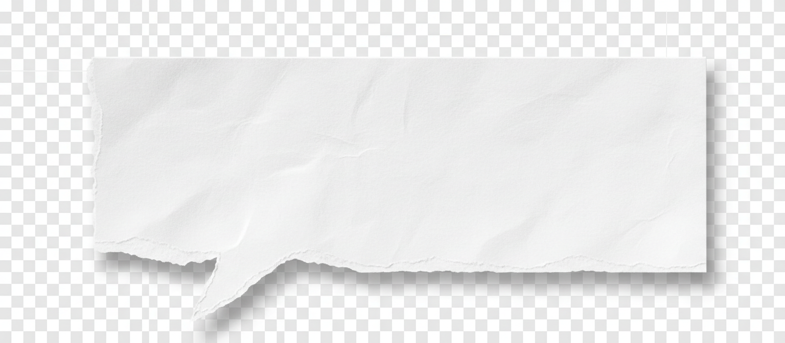 찢어진 종이 모양의 말풍선, 흰색, 거친 가장자리, 투명한 배경.