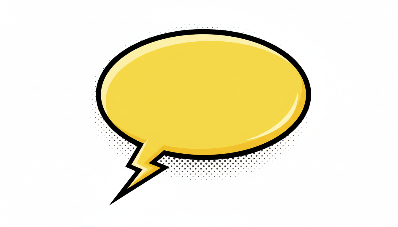 고전 만화책 스타일의 노란색 말풍선 일러스트, 비어있음, 팝아트.