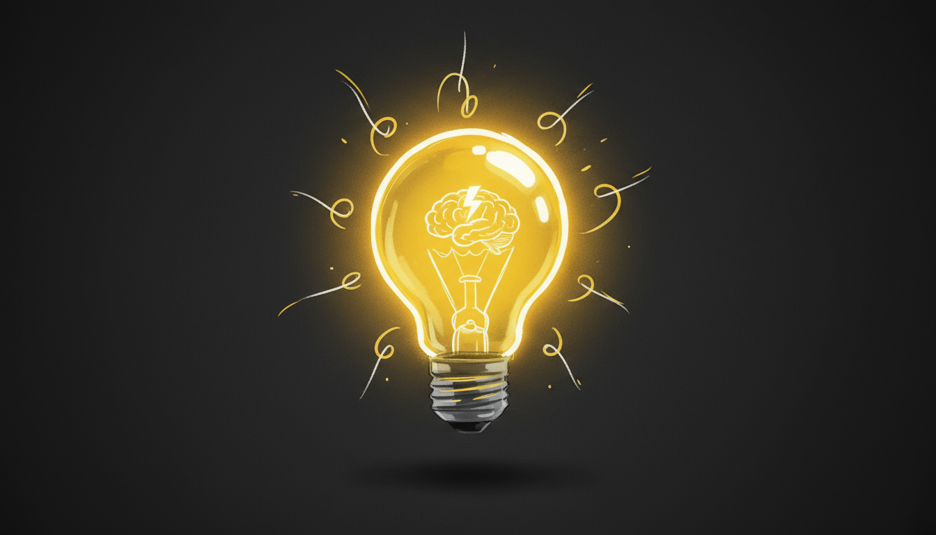 아이디어를 상징하는 전구 모양의 창의적인 말풍선 일러스트.