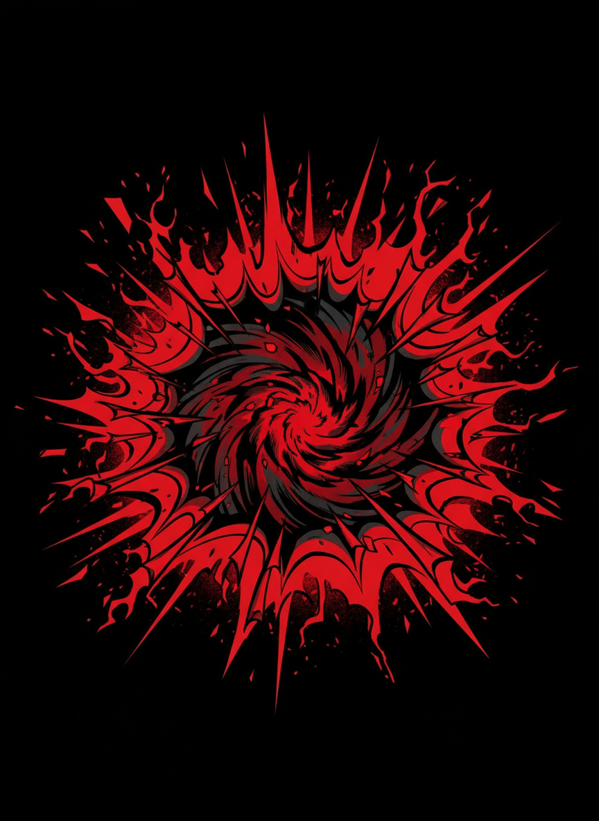 들쭉날쭉한, 화난 빨간색과 검은색 말풍선 일러스트, 날카로운 모서리.