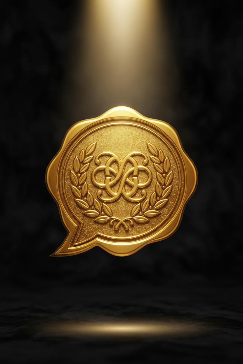 반짝이고 반사되는 황금색 금속 질감의 양각 효과 말풍선 일러스트.