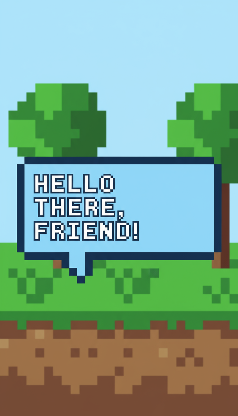 복고풍 픽셀 아트 말풍선 일러스트, 8비트 게임 대화 상자 스타일.