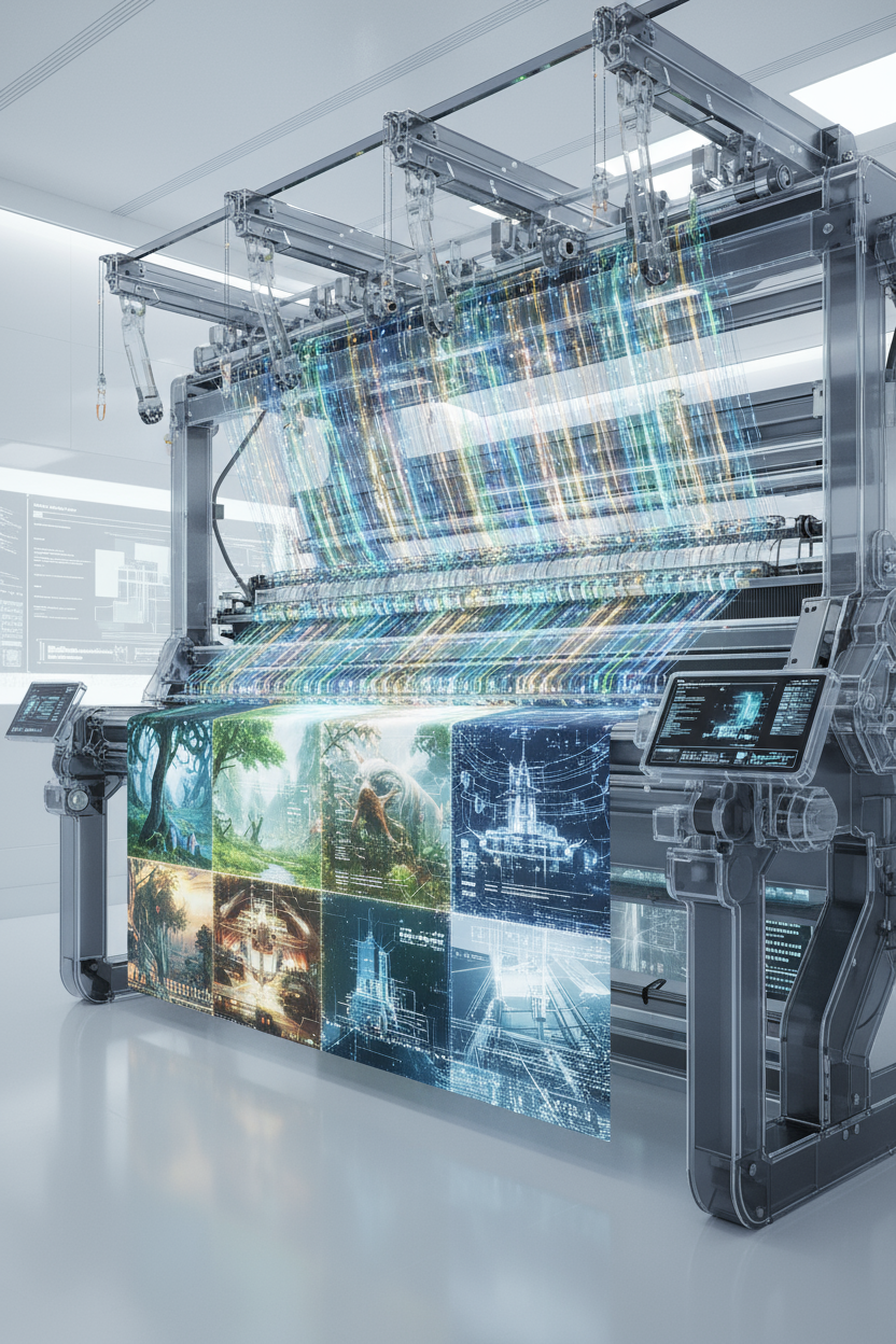 빛과 데이터를 섬세한 이미지로 직조하는 디지털 직기.