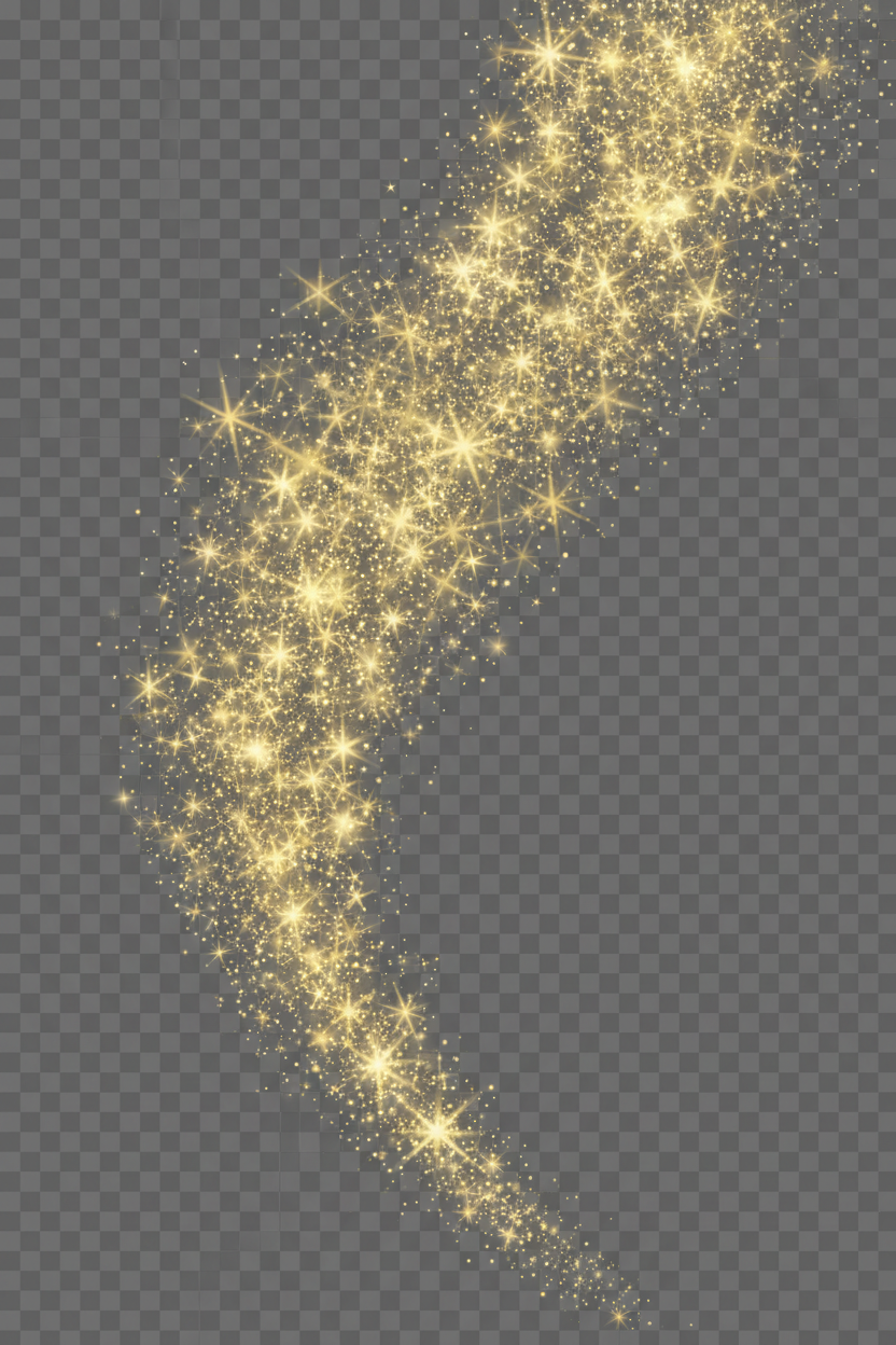 떨어지는 황금 반짝이는 별들, 축제적이고 마법 같은 효과, 투명 배경, 무료 PNG 천체 요소.