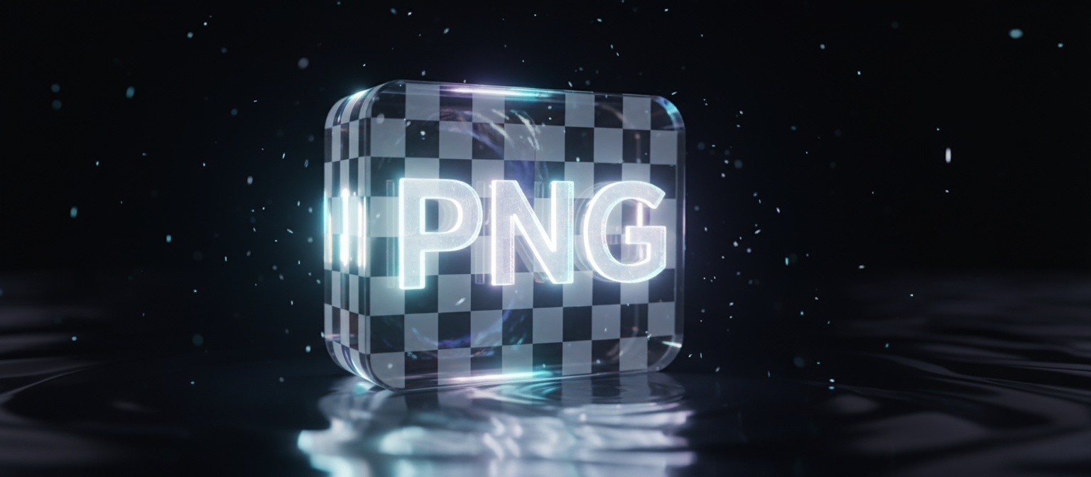 빛을 발하고 어두운 배경에 투명도를 드러내는 빛나는 'PNG' 파일 아이콘의 클로즈업.