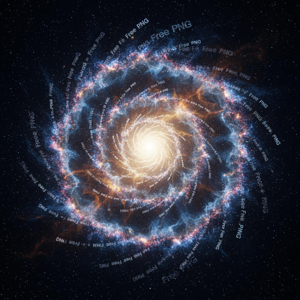 수백만 개의 투명한 '무료 PNG' 입자로 별과 성운이 형성된 우주 장면.