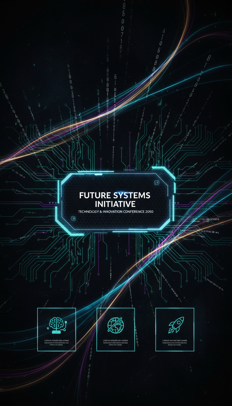 빛나는 회로 기판 패턴, 16진수 코드 오버레이, 어두운 배경에 추상적인 빛의 흔적이 있는 미래지향적인 기술 테마 PPT 템플릿입니다.