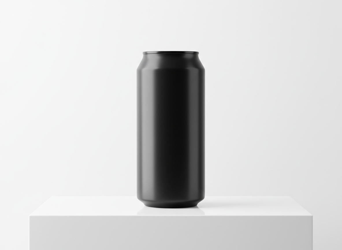 매끈하고 검은색의 빈 알루미늄 캔 목업.