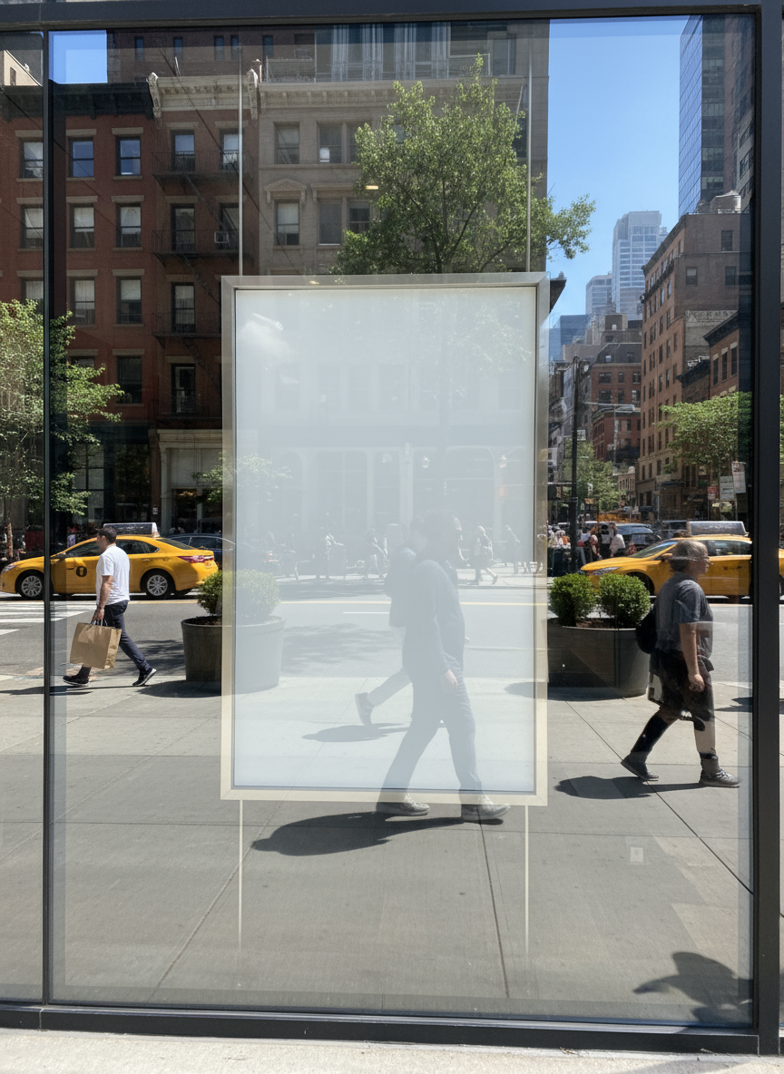 광고를 위한 빈 공간이 있는 상점 창문 목업 이미지.