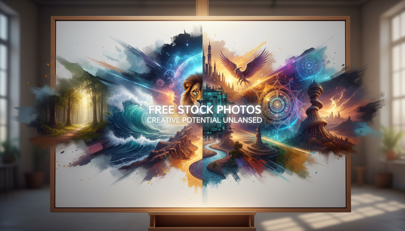 자연 풍경부터 추상적인 디자인까지 다양한 이미지의 역동적인 만화경으로 마법처럼 스스로 채워지는 크고 깨끗한 빈 캔버스, 무료 스톡 사진의 창의적 잠재력과 폭을 보여줌, 예술적인 컨셉 아트.