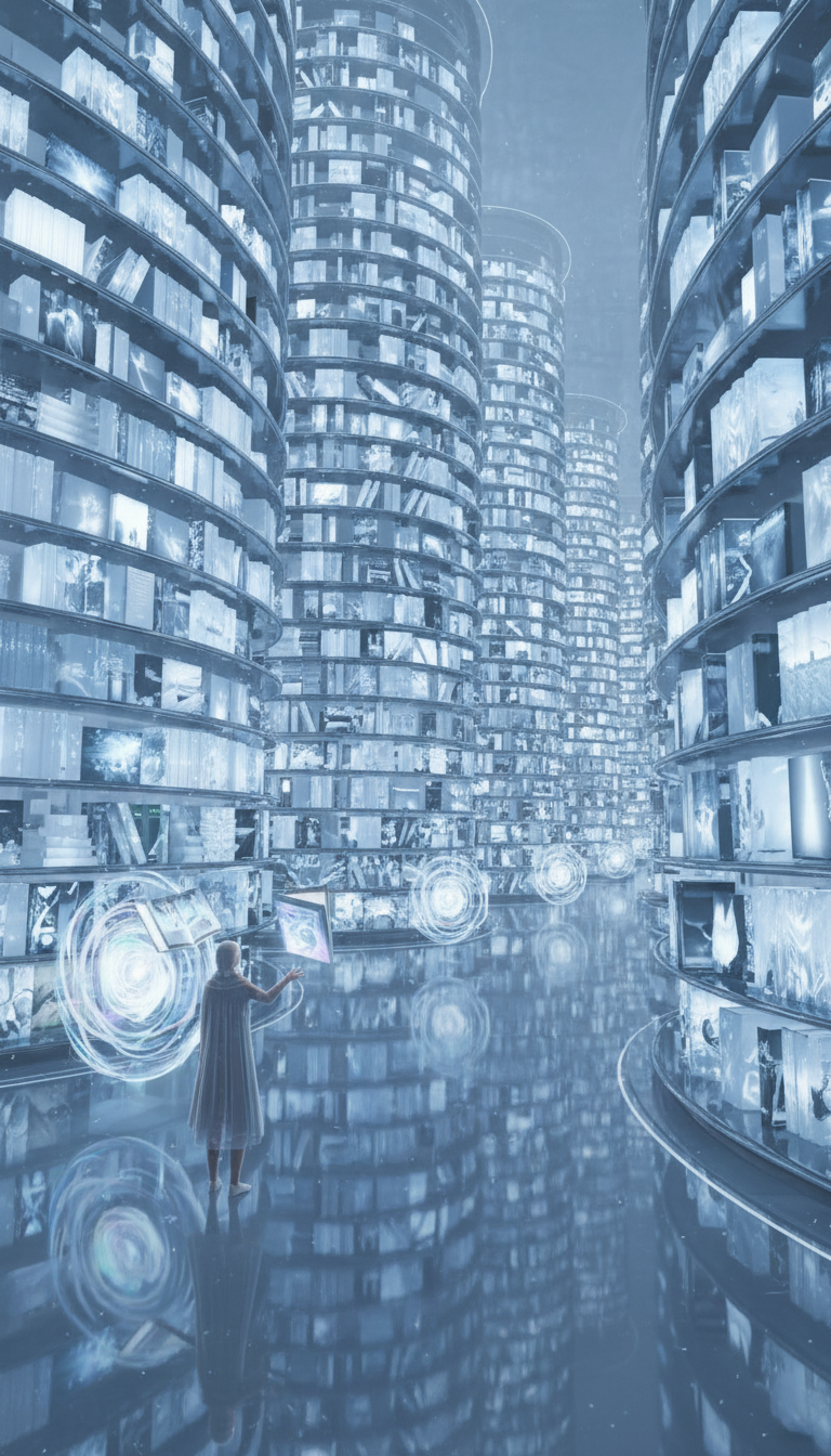 수많은 무료 이미지를 전시하는 신비로운 디지털 도서관.