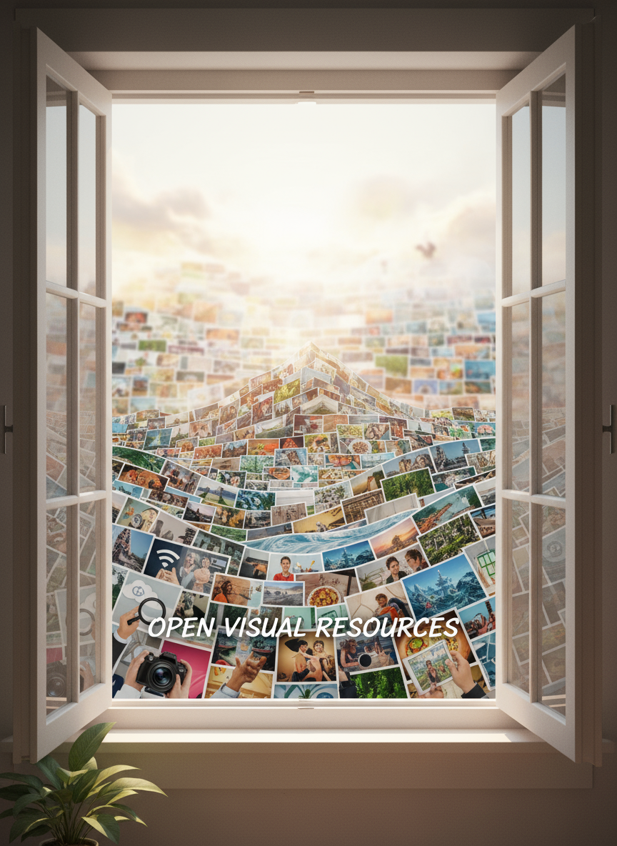 무료 이미지로 이루어진 광대한 풍경을 조망하는 열린 창문.