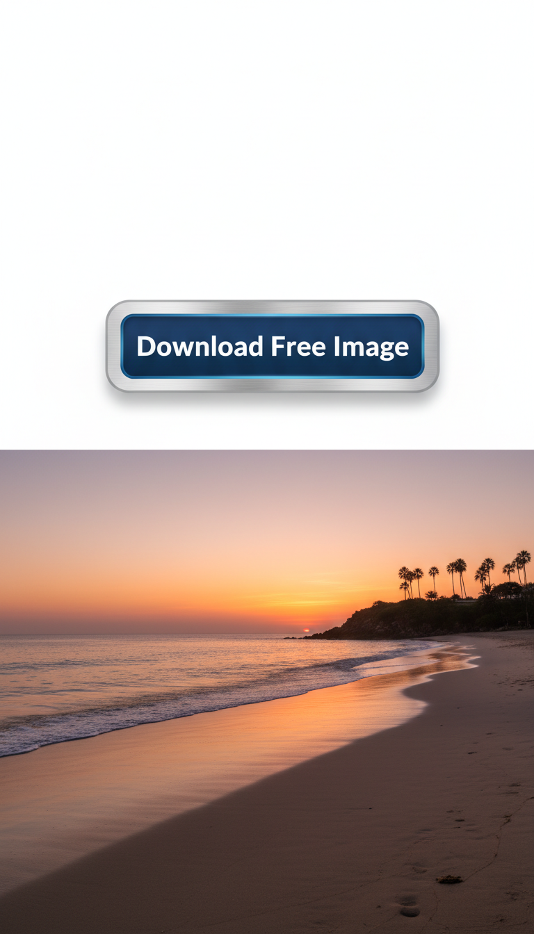 멋지고 꾸밈없는 사진 위에 '무료 이미지 다운로드' 버튼 하나가 떠 있어 단순함과 직접적인 접근을 강조한다.